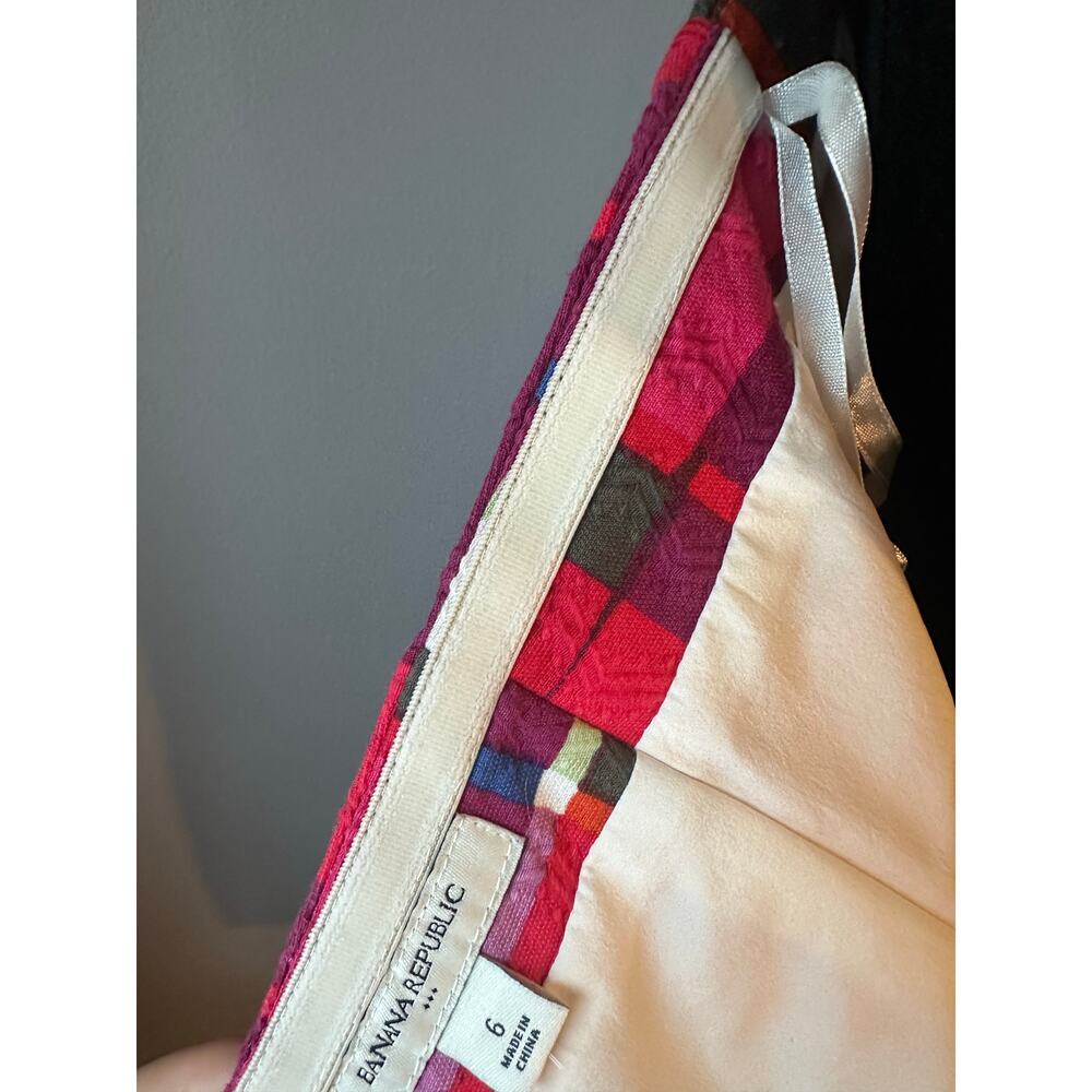 Women's Banana Republic Red Pink Plaid Strapless A-Line Dress Size 6 - Picture 8 of 11